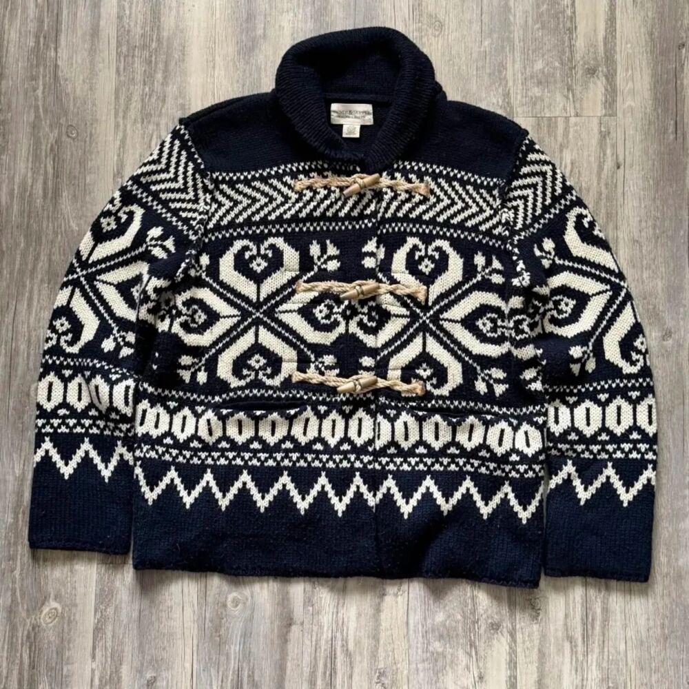 Denim & Supply Ralph Lauren Nordic Pattern Knit Shawl Collar Toggle Cardigan XL